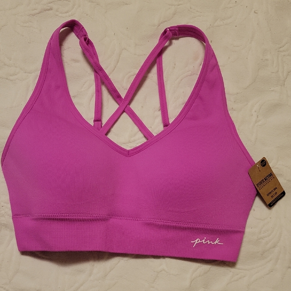 PINK Victoria's Secret Fuchsia Strappy Sports Bra